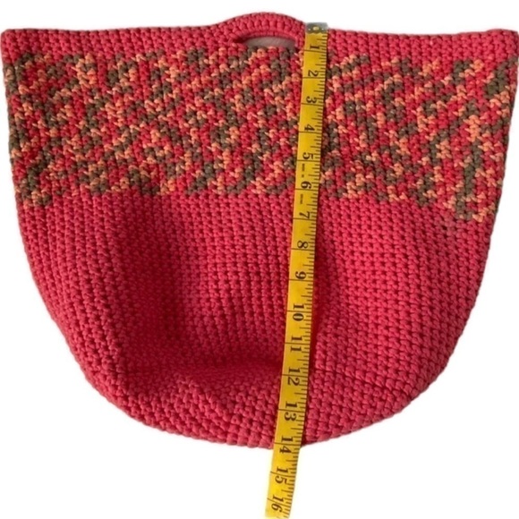 Handmade Crochet Pink Rainbow Tote Purse Bag Sack Hand Crafted Multi Color - Picture 7 of 11